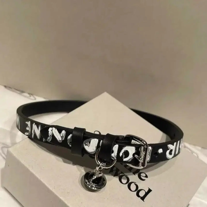 [BUNJANG] Vivienne Westwood Black Leather Belt Choker / 비비안웨스트우드 블랙 레더 벨트 초커