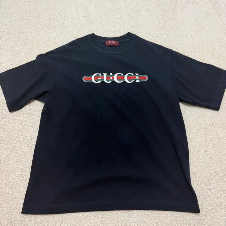 [BUNJANG] Gucci Printed Cotton Jersey T-Shirt Black L / 구찌 프린티드 코튼 저지 티셔츠 블랙 L 사이즈(108)
