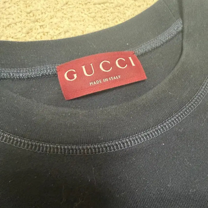 [BUNJANG] Gucci Printed Cotton Jersey T-Shirt Black L / 구찌 프린티드 코튼 저지 티셔츠 블랙 L 사이즈(108)