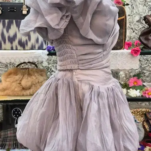 [BUNJANG] Organza Two-Piece Set (Cropped Blouse + Mini Skirt) / 오간자 투피스(크롭블라우스+미니스커트)(55)