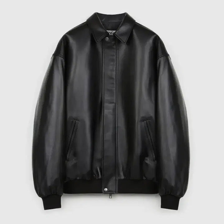 [BUNJANG] Mngu Oversized Lambskin Blouson Jacket in Black / Mngu 오버사이즈드 램스킨 블루종 IN 블랙 M