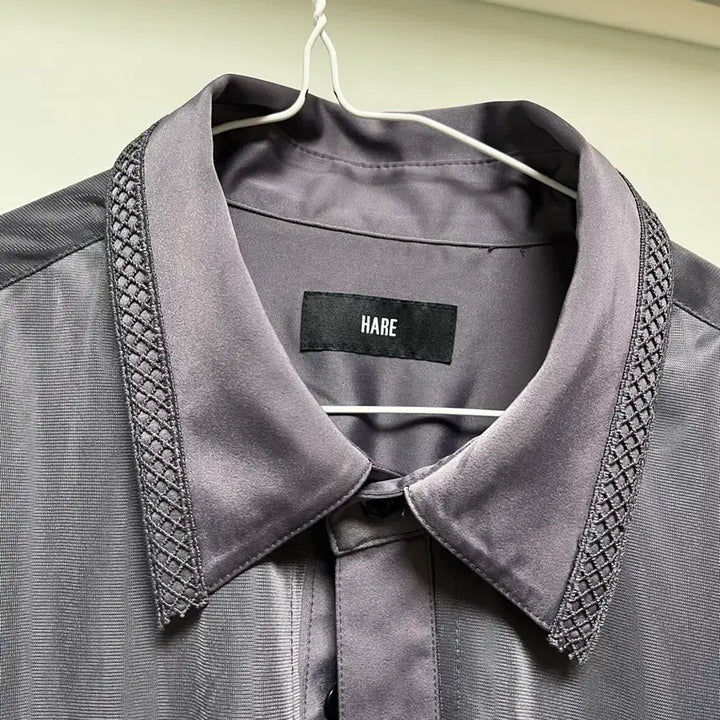[BUNJANG] HARE Layered Collar Side Ribbon Short Sleeve Shirt / 하레(HARE) 카라 레이어드 사이드 리본 반팔 셔츠