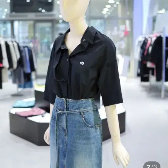 [BUNJANG] Lucky Chouette 25SS Black Tie Shirt Blouse / 럭키슈에뜨 25ss 블랙 타이 셔츠 블라우스