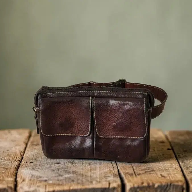 [BUNJANG] Vintage Leather Hip Pack Mini Crossbody Bag / 빈티지 가죽 벨트 힙색 미니 크로스백