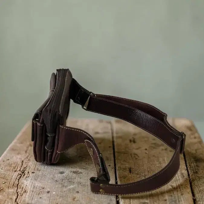 [BUNJANG] Vintage Leather Hip Pack Mini Crossbody Bag / 빈티지 가죽 벨트 힙색 미니 크로스백