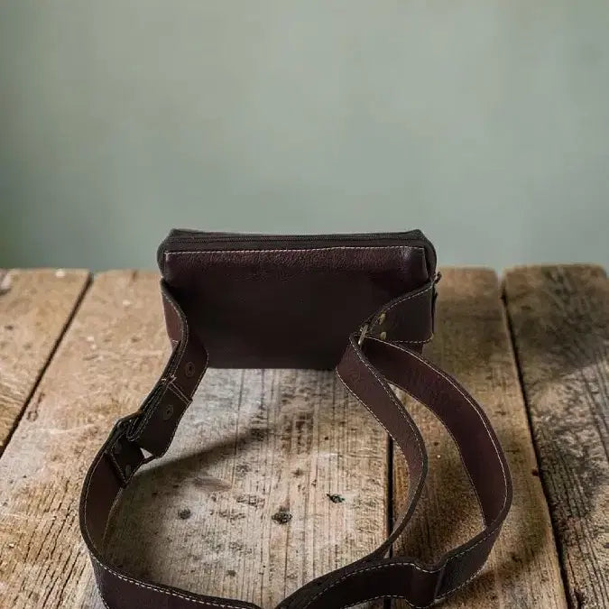 [BUNJANG] Vintage Leather Hip Pack Mini Crossbody Bag / 빈티지 가죽 벨트 힙색 미니 크로스백