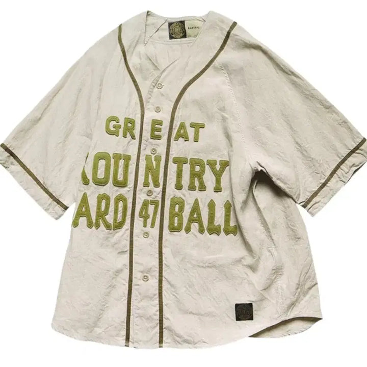 [BUNJANG] Kapital French Linen Baseball Shirt Beige / [4]캐피탈 프렌치 린넨 그레이트 컨트리 베이스볼 셔츠 베이지