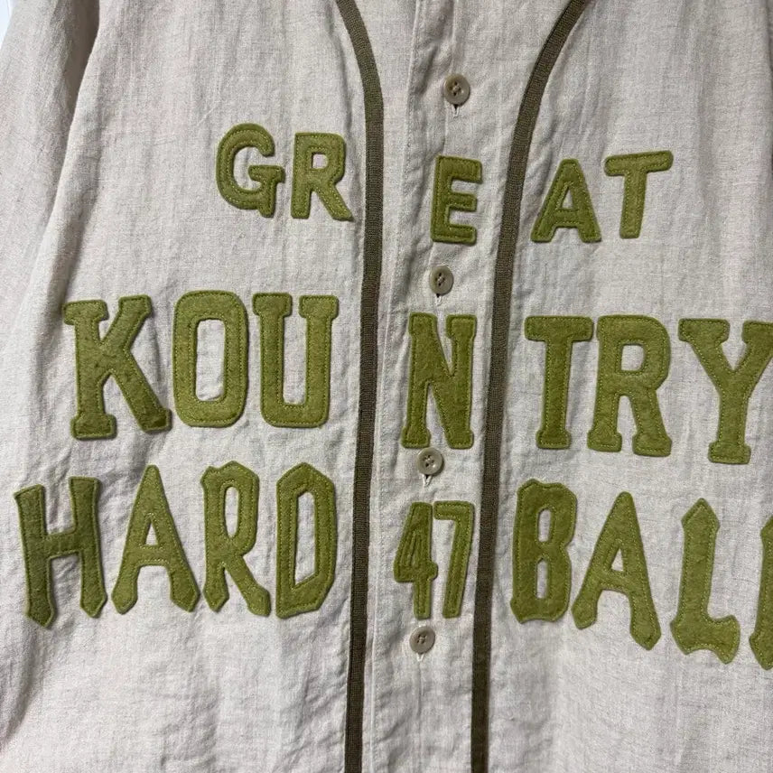 [BUNJANG] Kapital French Linen Baseball Shirt Beige / [4]캐피탈 프렌치 린넨 그레이트 컨트리 베이스볼 셔츠 베이지