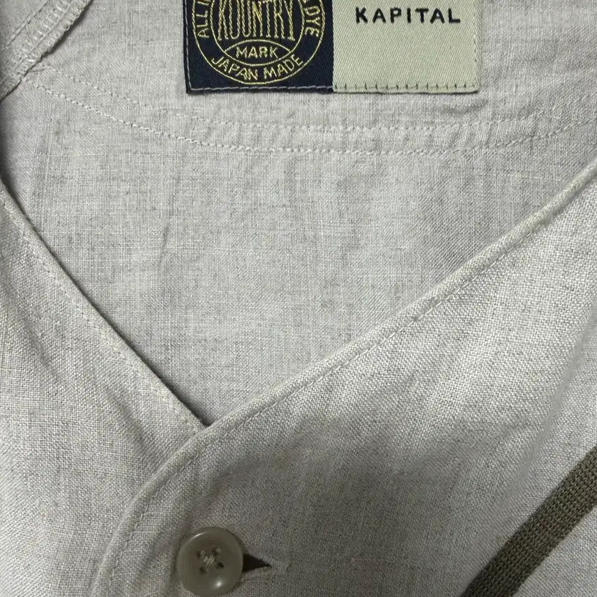 [BUNJANG] Kapital French Linen Baseball Shirt Beige / [4]캐피탈 프렌치 린넨 그레이트 컨트리 베이스볼 셔츠 베이지