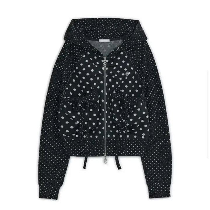 [BUNJANG] Hug Yourskin Dot Big Pocket Hoodie Black / 허그유어스킨 도트 빅 포켓 후드집업 블랙
