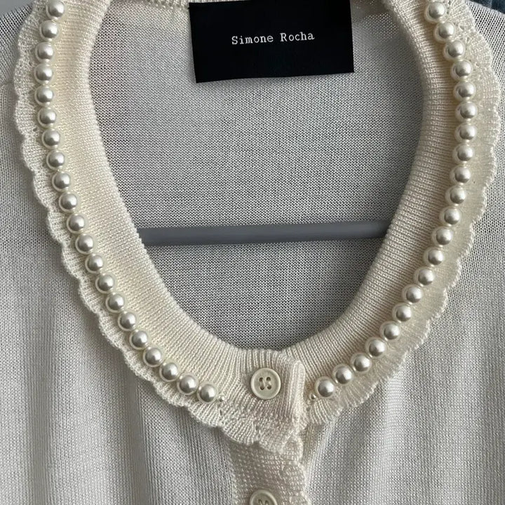 [BUNJANG] Simone Rocha Pearl Embellished Cardigan Ivory / (m)시몬로샤 진주 장식 가디건 아이보리