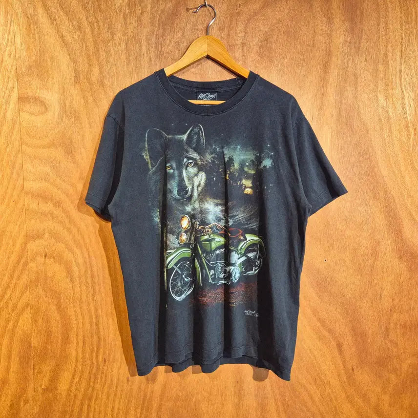 [BUNJANG] Rock Chang Wolf Graphic T-Shirt - Size L / 락창 늑대 반팔 티셔츠 L (번731