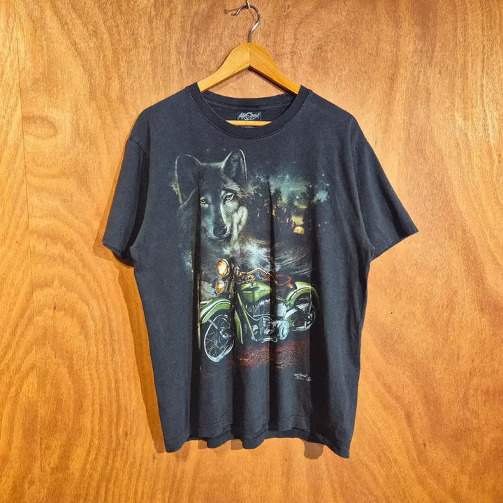 [BUNJANG] Rock Chang Wolf Graphic T-Shirt - Size L / 락창 늑대 반팔 티셔츠 L (번731