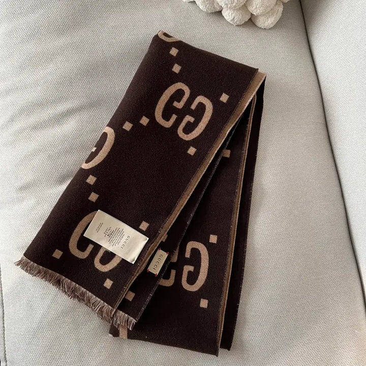 [BUNJANG] Gucci GG Pattern Wool Silk Scarf Beige/Brown / 정품/ GUCCI 구찌 GG 패턴 울실크 머플러 베이지/브라운 스카프