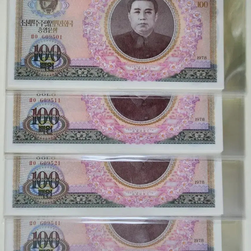 [BUNJANG] North Korea 1978 100 Won Banknote Set (Consecutive Numbers) / 북한 1978년 100원 (10연번 세트 / 다발해체분)