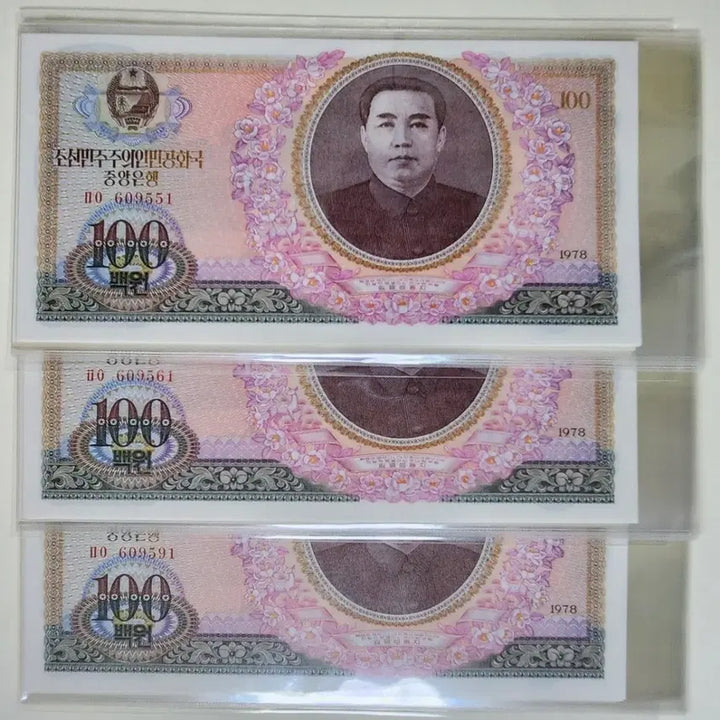 [BUNJANG] North Korea 1978 100 Won Banknote Set (Consecutive Numbers) / 북한 1978년 100원 (10연번 세트 / 다발해체분)
