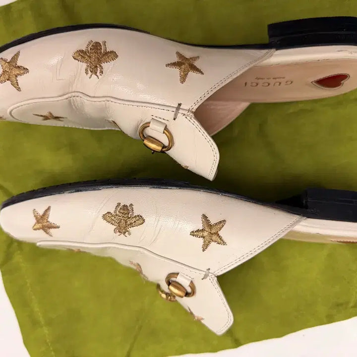 [BUNJANG] Gucci White Leather Mule Sandals / 구찌 화이트 레더 슬리퍼 뮬