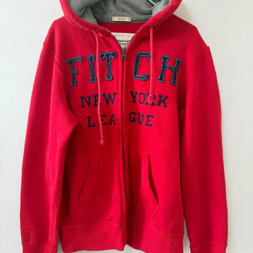 [BUNJANG] Abercrombie Red Hoodie Zip-up (M) / Abercrombie 아베크롬비 레드 후드집업 m 홀리스터