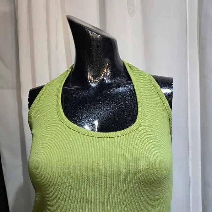 [BUNJANG] Halterneck Ribbed Sleeveless Top - Green / 홀드넥 골지 연두 나시