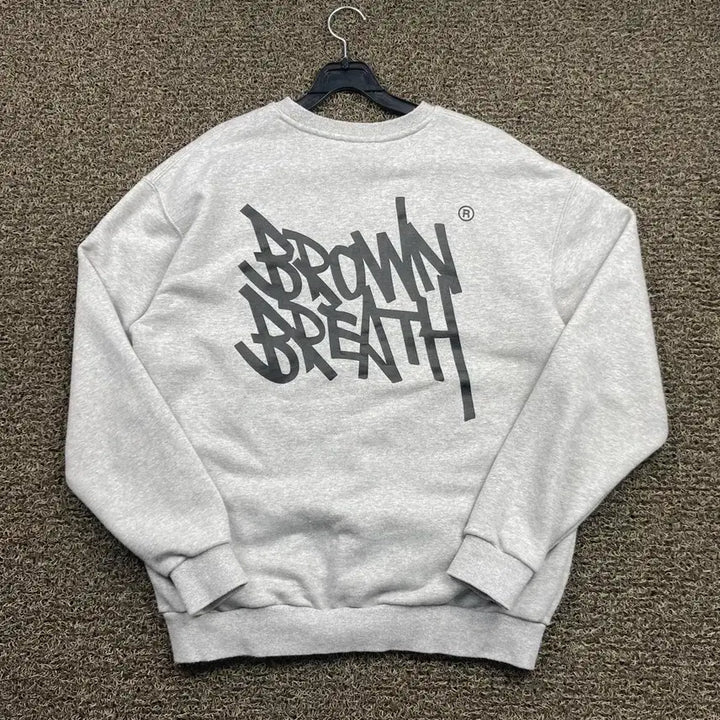 [BUNJANG] Brownbreath Big Logo Grey Sweatshirt / 브라운브레스 빅로고 그레이 맨투맨