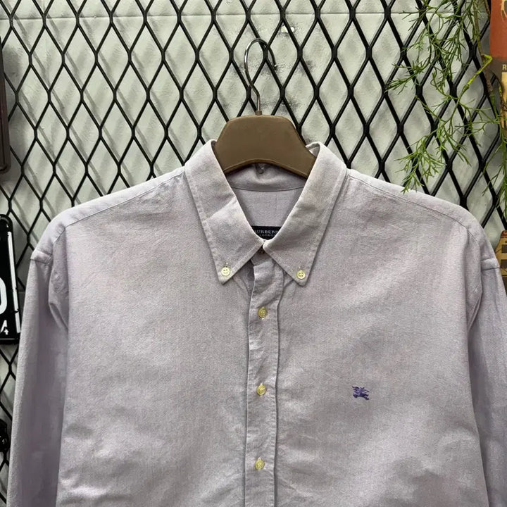 [BUNJANG] Burberry Boston Oxford Shirt Purple / 00s 버버리 보스턴 옥스포드 셔츠 전면 로고 포인트 퍼플