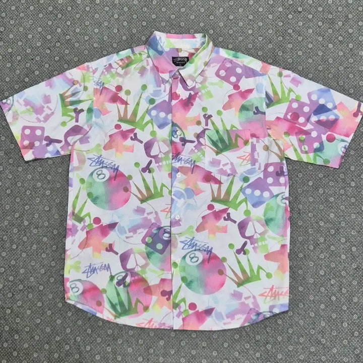 [BUNJANG] Stussy 8-Ball, Dice, Crown, Skull, Surfman Graphic Print Shirt / [L]스트시 프린트 셔츠 -779