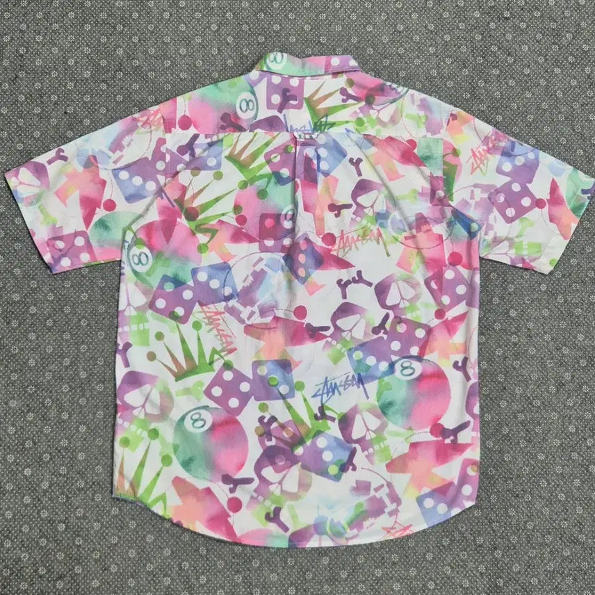 [BUNJANG] Stussy 8-Ball, Dice, Crown, Skull, Surfman Graphic Print Shirt / [L]스트시 프린트 셔츠 -779