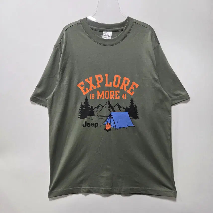 [BUNJANG] Jeep Khaki Camping Graphic Short Sleeve T-Shirt L / 지프 카키 캠핑 그래픽 반팔 티셔츠 L 26051207