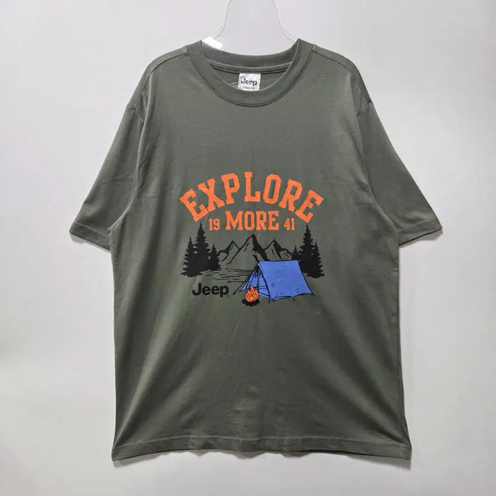 [BUNJANG] Jeep Khaki Camping Graphic Short Sleeve T-Shirt L / 지프 카키 캠핑 그래픽 반팔 티셔츠 L 26051207