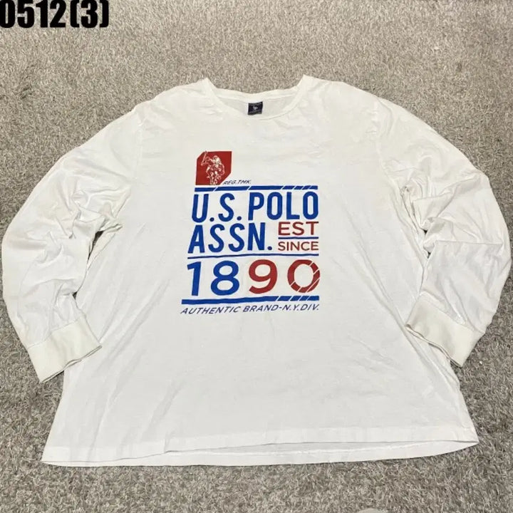 [BUNJANG] US Polo Assn White Long Sleeve T-Shirt / US폴로 ASSN 흰색 긴팔 티셔츠