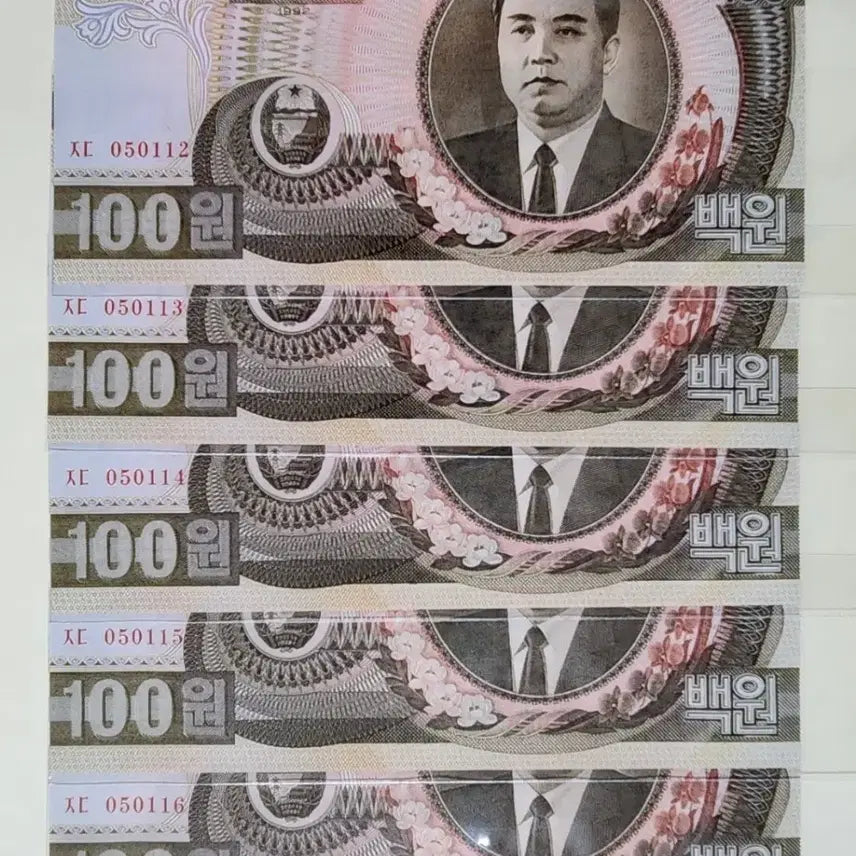 [BUNJANG] North Korea 1992 100 Won Banknotes Bundle Set (10 Notes Total, Sequential) / 북한 1992년 100원 (7연번+3장, 총10장 일괄 / 다발해체분)