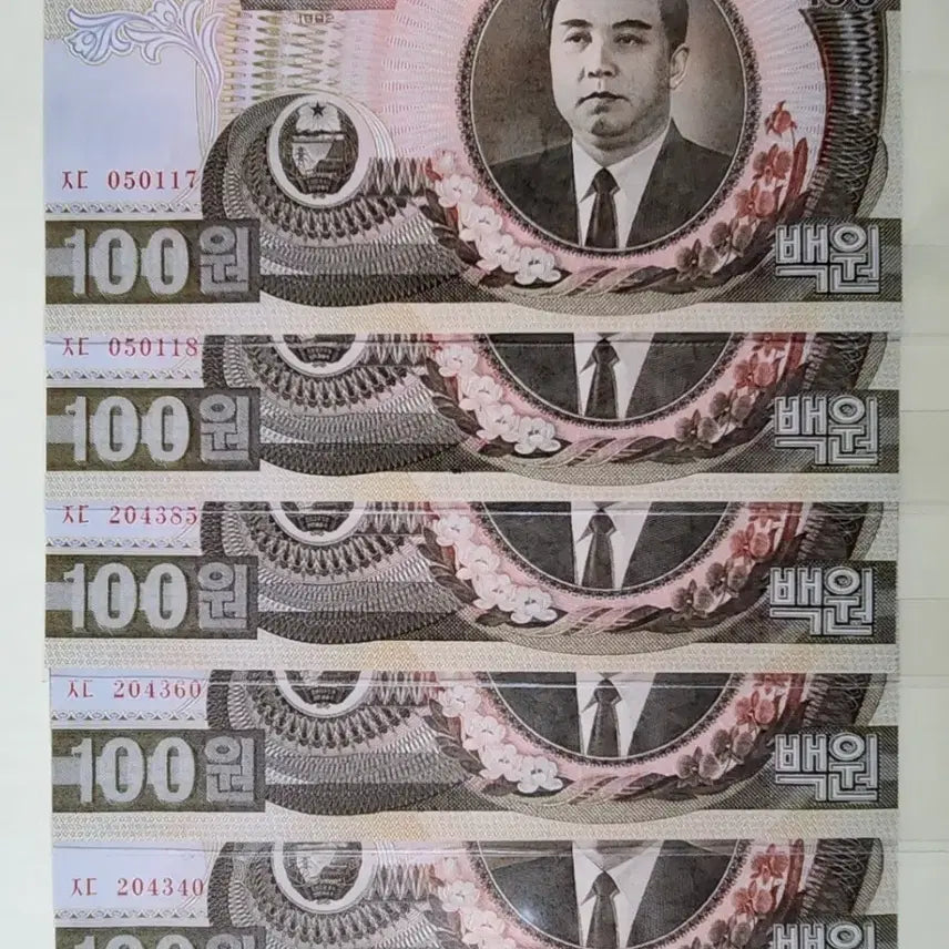 [BUNJANG] North Korea 1992 100 Won Banknotes Bundle Set (10 Notes Total, Sequential) / 북한 1992년 100원 (7연번+3장, 총10장 일괄 / 다발해체분)