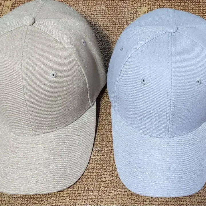 [BUNJANG] Muji Basic Cotton Baseball Caps (Beige/Blue) - Set of 2 / 무지 볼캡 모자 베이지/블루 2개