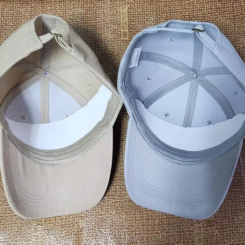 [BUNJANG] Muji Basic Cotton Baseball Caps (Beige/Blue) - Set of 2 / 무지 볼캡 모자 베이지/블루 2개