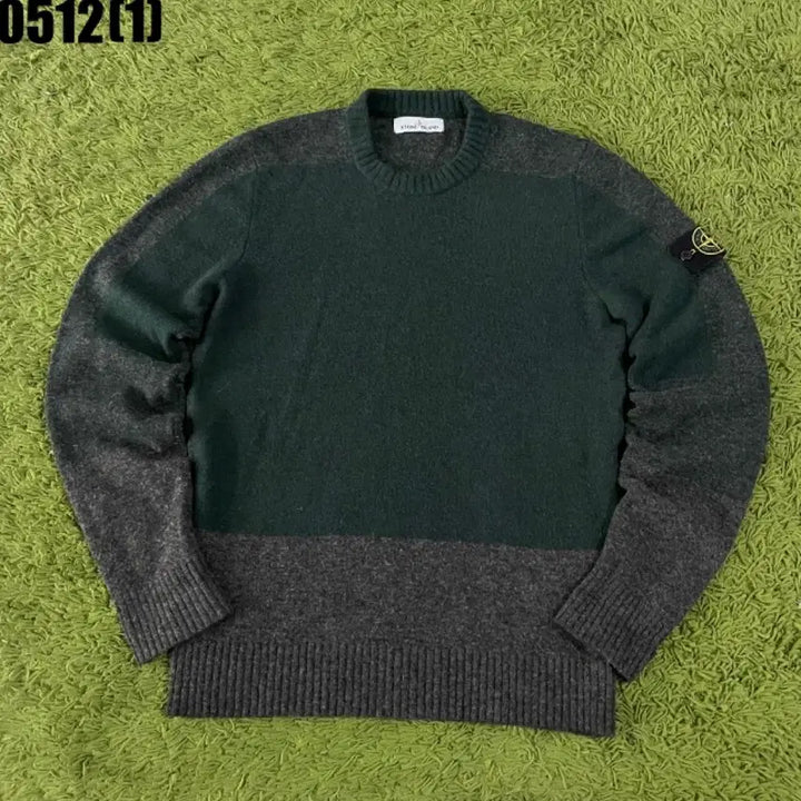 [BUNJANG] Stone Island Colorblock Knit Green/Gray / 스톤아일랜드 배색 니트 그린/그레이