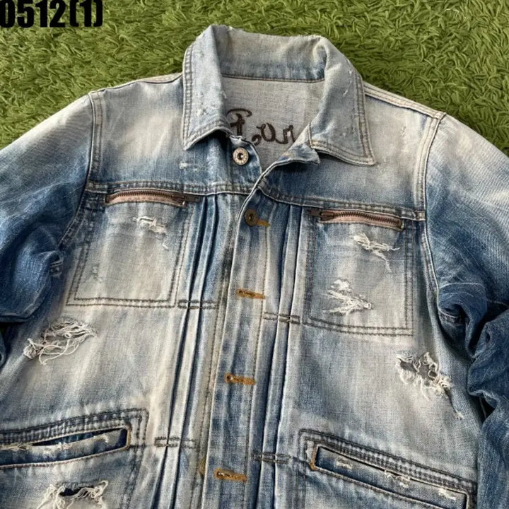 [BUNJANG] Up Set Billy Vintage Washed Denim Jacket / 업셋빌리 빈티지 워싱 데님자켓 S
