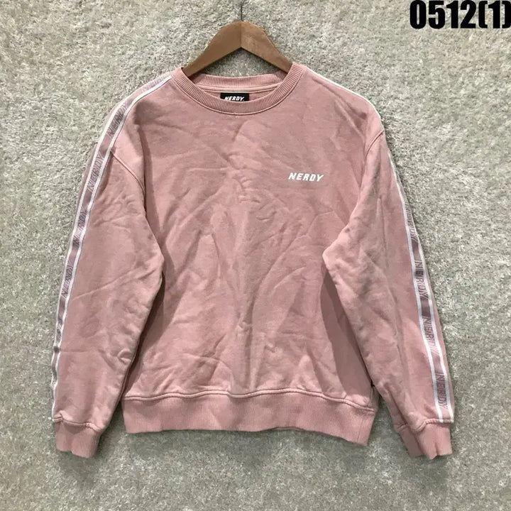 [BUNJANG] NERDY Pink Track Line Sweatshirt XS / 널디 NERDY 핑크색 트랙 라인 맨투맨 xs