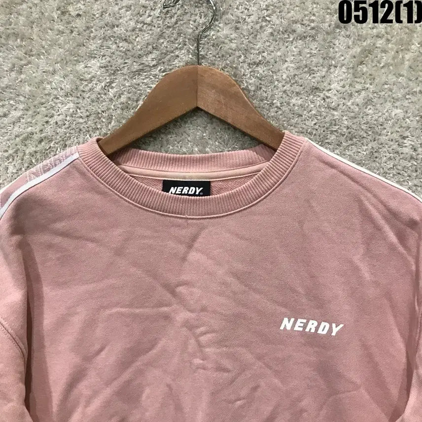 [BUNJANG] NERDY Pink Track Line Sweatshirt XS / 널디 NERDY 핑크색 트랙 라인 맨투맨 xs