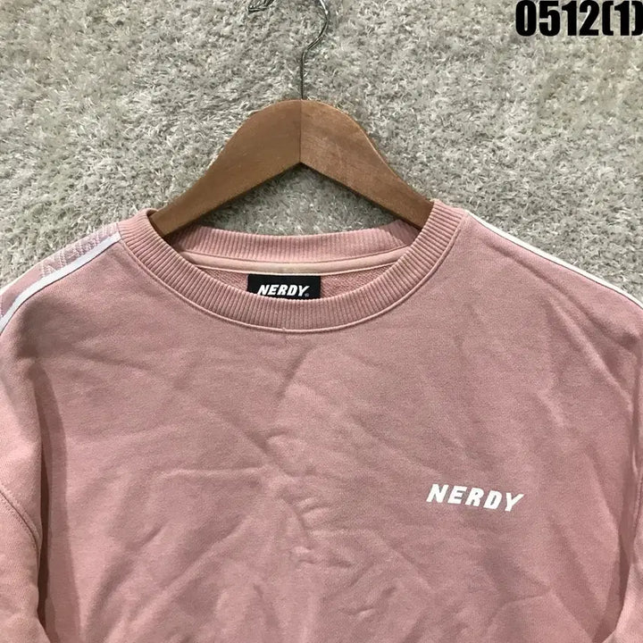 [BUNJANG] NERDY Pink Track Line Sweatshirt XS / 널디 NERDY 핑크색 트랙 라인 맨투맨 xs
