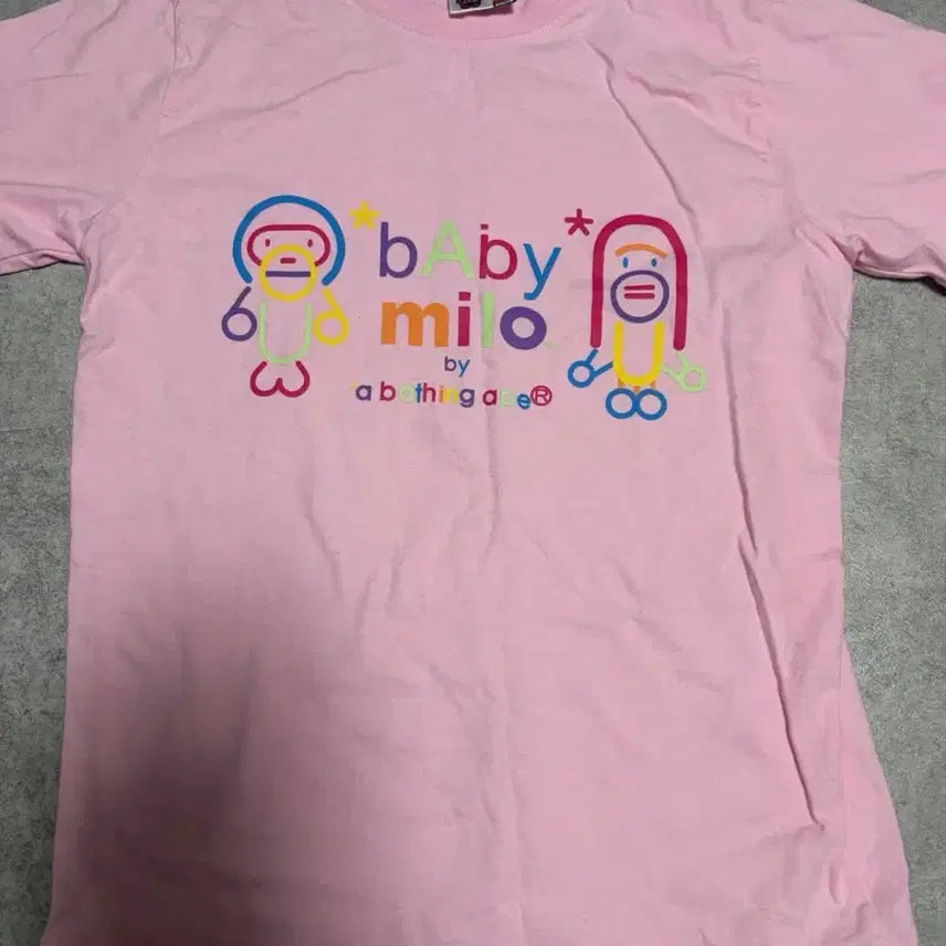 [BUNJANG] BAPE BABY MILO Short Sleeve T-Shirt Pink / 베이프 베이비 마일로 반팔 핑크