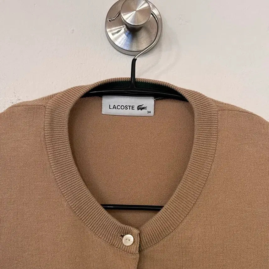 [BUNJANG] Lacoste Round Neck Cardigan Beige / 라코스테 라운드넥 가디건 베이지 34