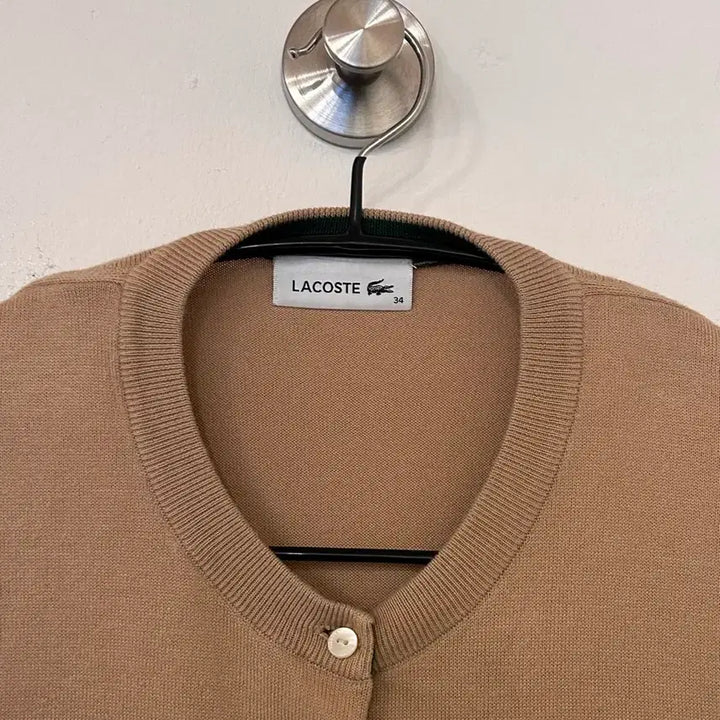 [BUNJANG] Lacoste Round Neck Cardigan Beige / 라코스테 라운드넥 가디건 베이지 34