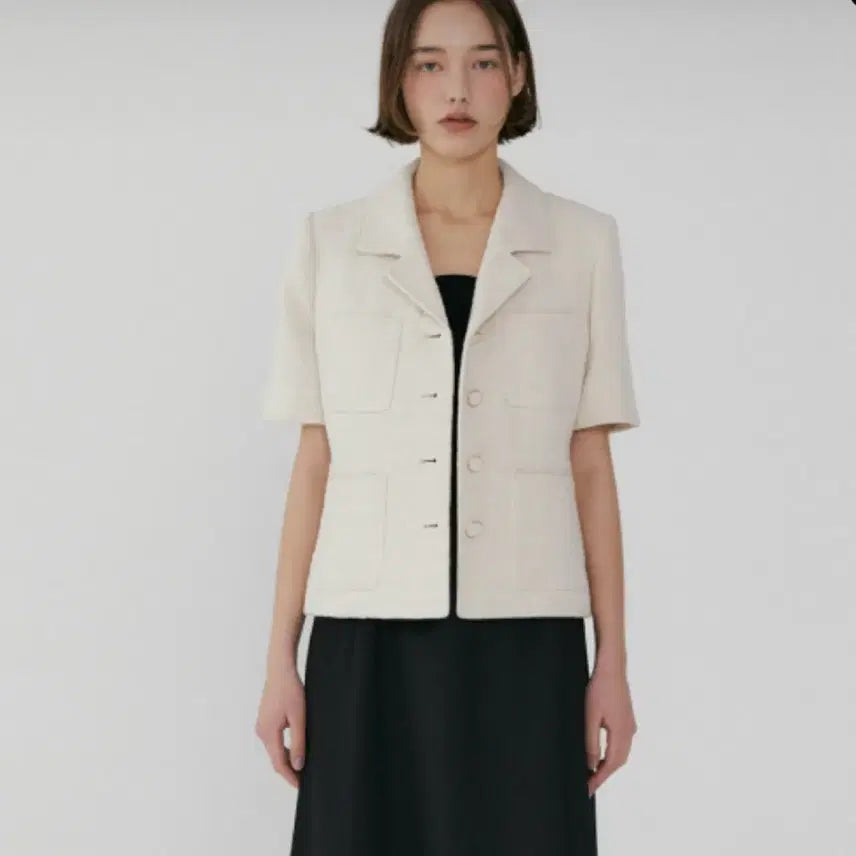 [BUNJANG] JSNY Pink Tweed Short Sleeve Jacket / JSNY 핑크 트위드 반팔 자켓