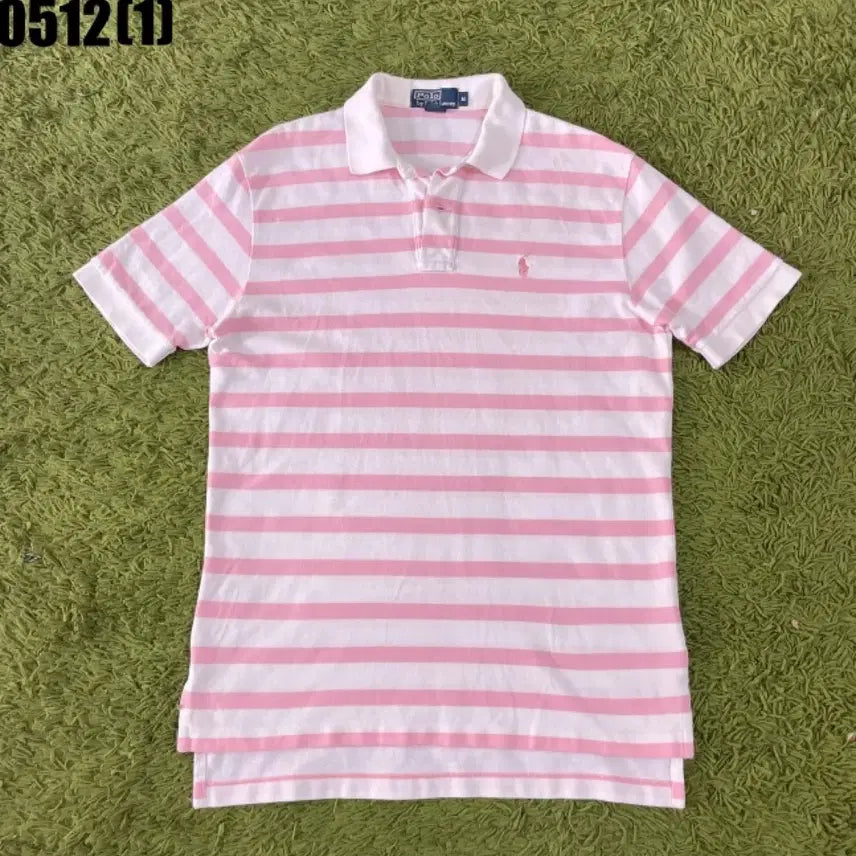 [BUNJANG] Polo Ralph Lauren Pink Stripe Short Sleeve T-Shirt M / 폴로 랄프로렌 핑크 스트라이프 반팔 티셔츠 M