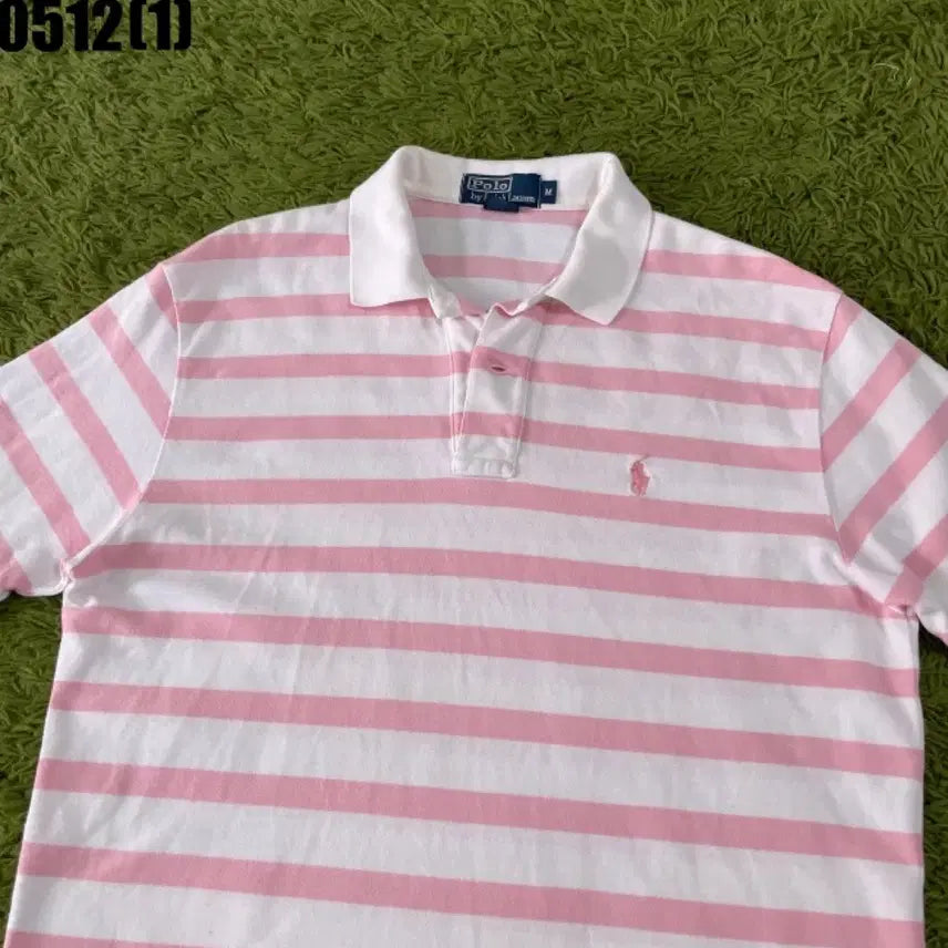 [BUNJANG] Polo Ralph Lauren Pink Stripe Short Sleeve T-Shirt M / 폴로 랄프로렌 핑크 스트라이프 반팔 티셔츠 M