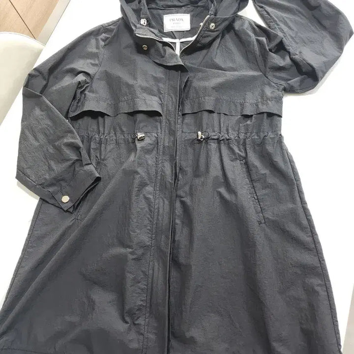 [BUNJANG] Hooded Long Windbreaker Coat - Black / 후드 롱 바스락 바람막이 코트 블랙 (66,77)
