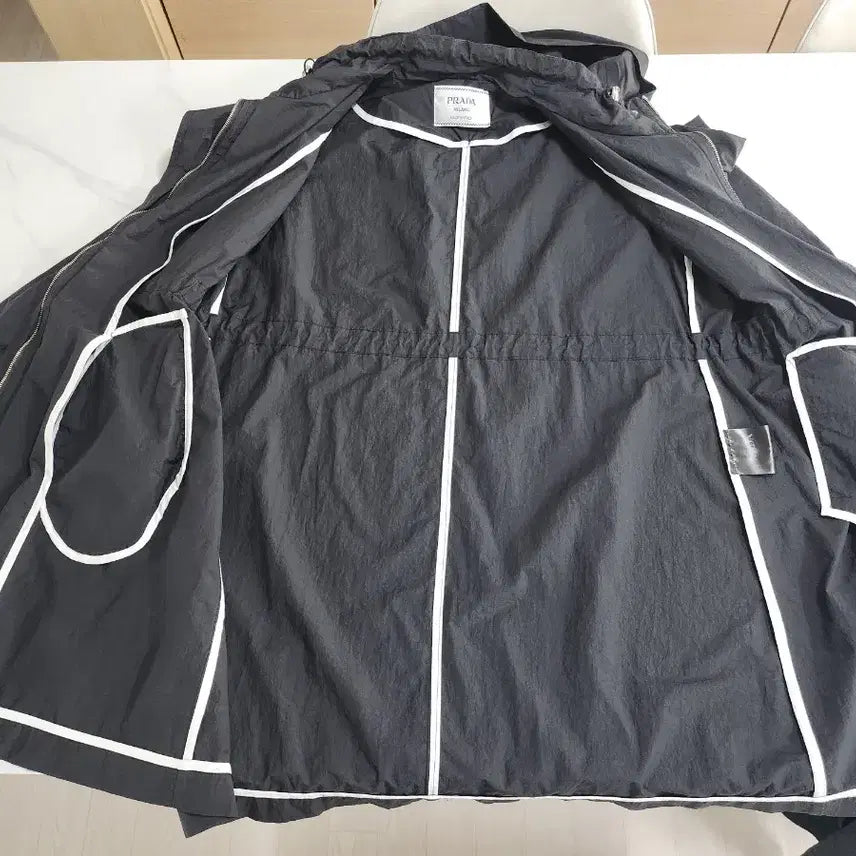 [BUNJANG] Hooded Long Windbreaker Coat - Black / 후드 롱 바스락 바람막이 코트 블랙 (66,77)