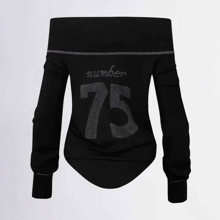 [BUNJANG] Sculptor Ed Hardy Black Off-Shoulder Long Sleeve Top / 스컬프터 에드하디 블랙 오프숄더 긴팔