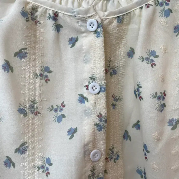 [BUNJANG] Ivory Floral Pattern Blouse - XL / 아이보리 플라워 패턴 블라우스