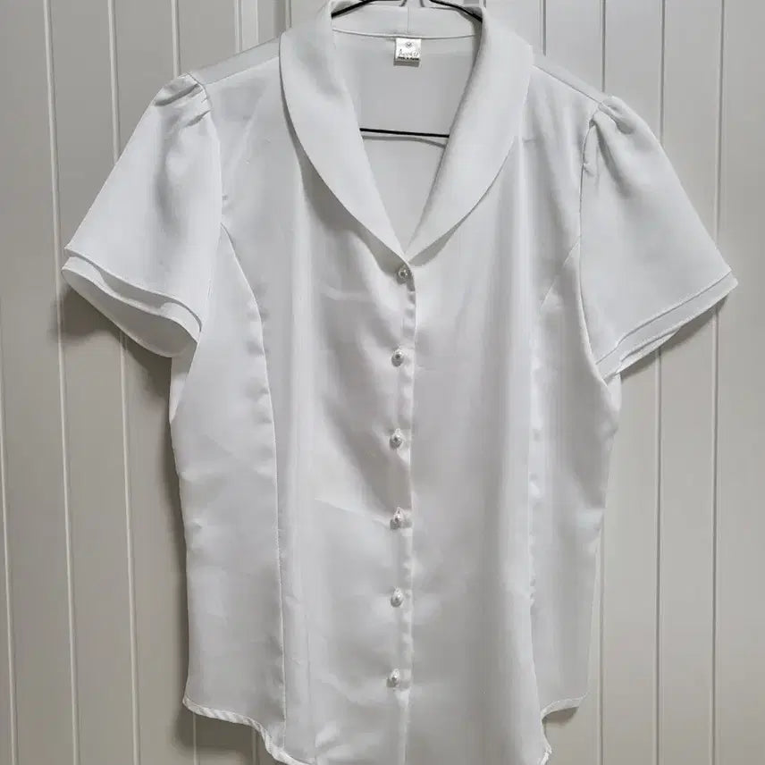 [BUNJANG] Basic White Short Sleeve Blouse - Size S / 베이직 화이트 반팔 블라우스 s